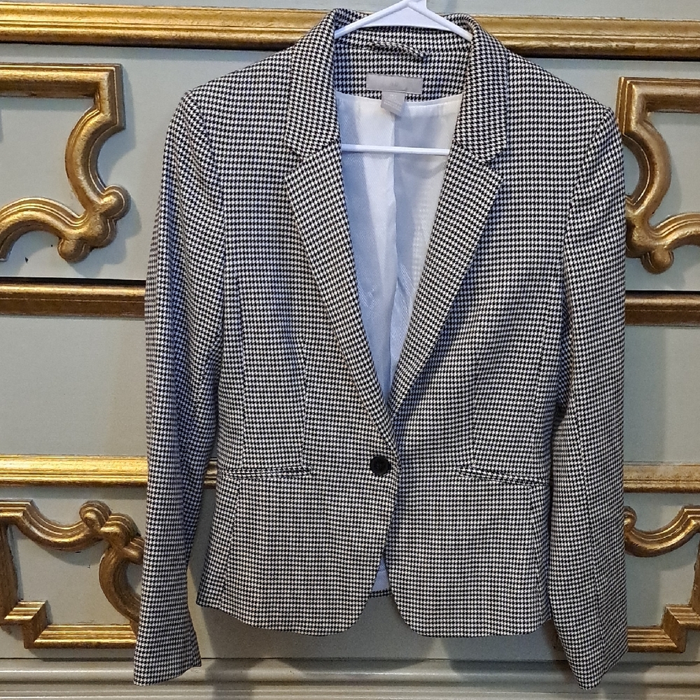 H&M Black and White Houndstooth Blazer